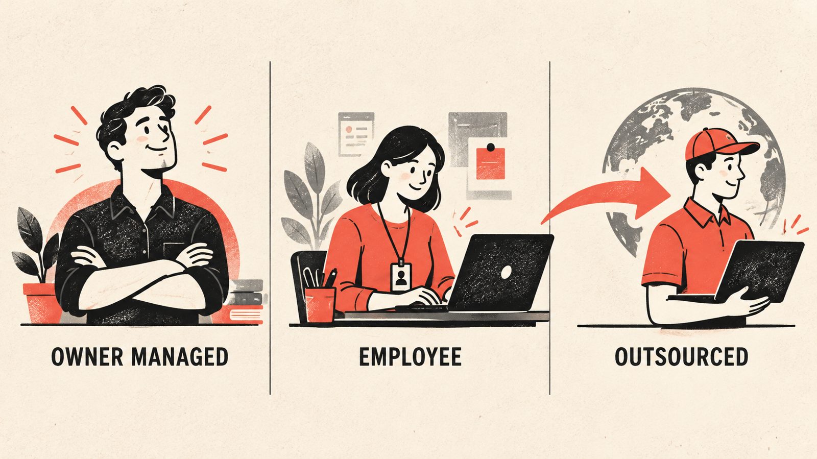 Three paths for social media: owner managed, employee managed, or outsourced