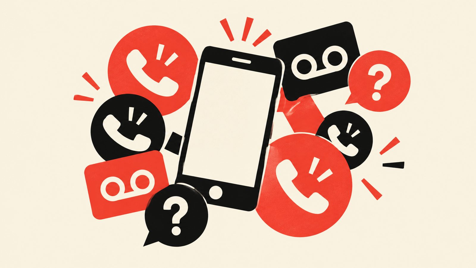 Scattered missed call notifications and voicemails piling up on a small business phone