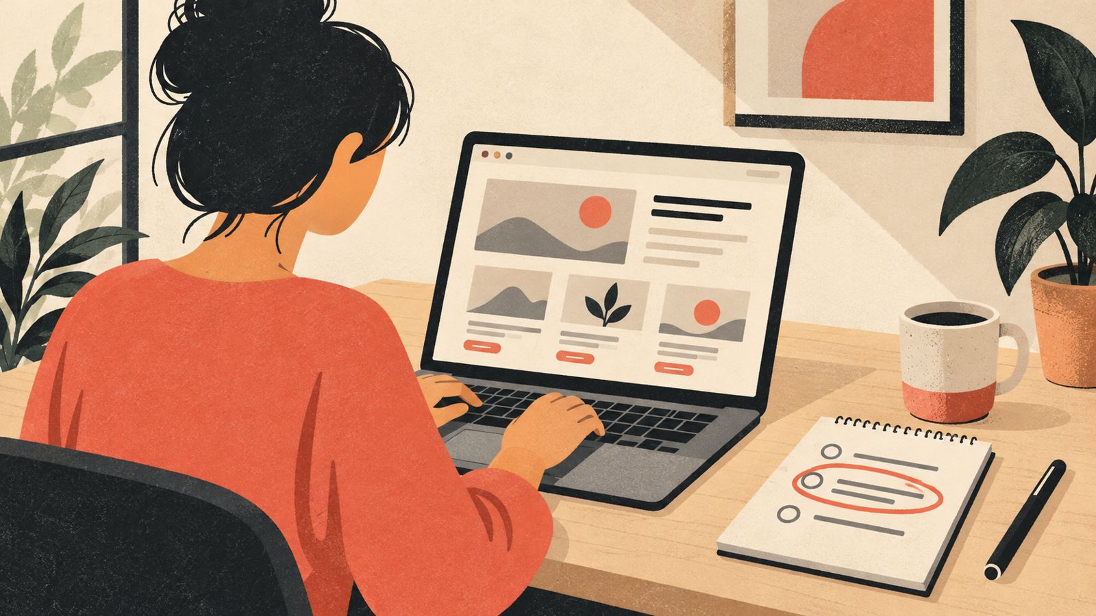 A small business owner reviewing how their business appears in AI answers