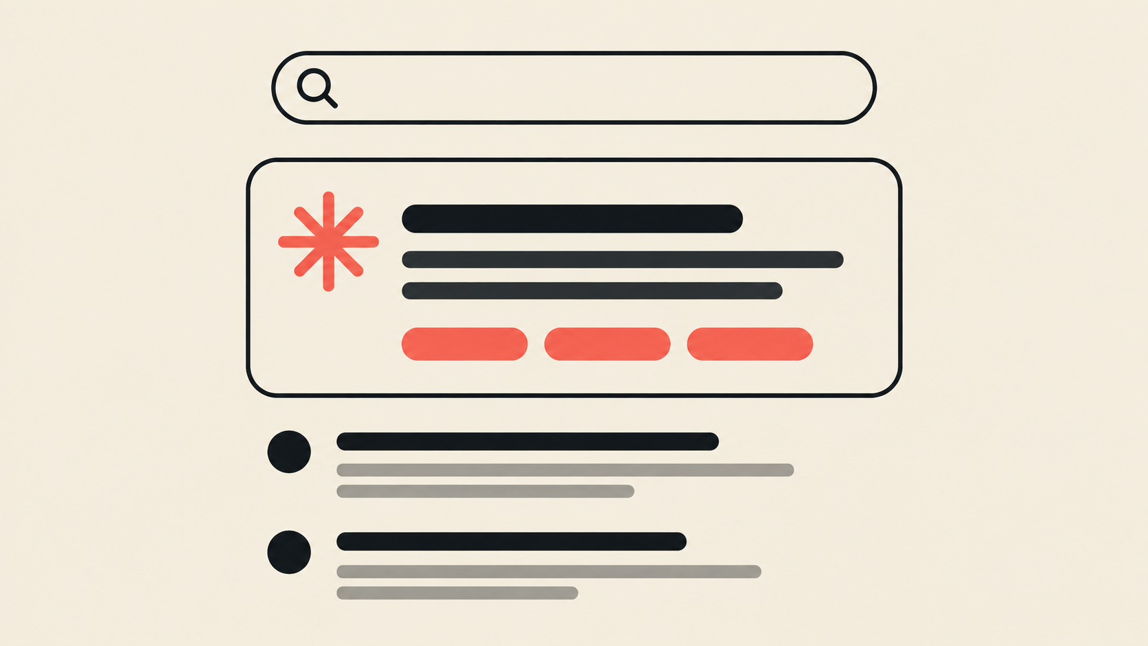 Search bar with an AI summary answer above ordinary results