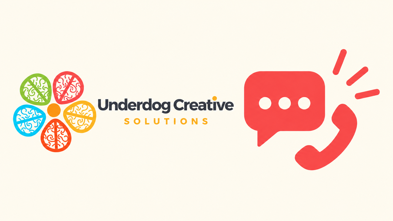 Underdog Creative Solutions contact illustration with chat and phone icons