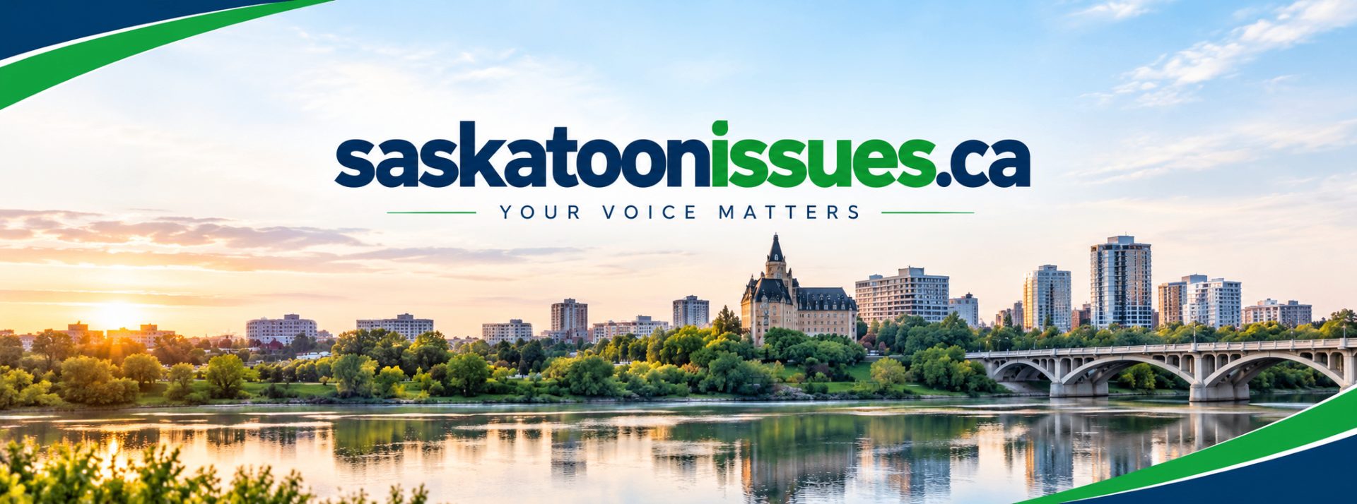 Saskatoon Issues community platform cover with the Saskatoon skyline