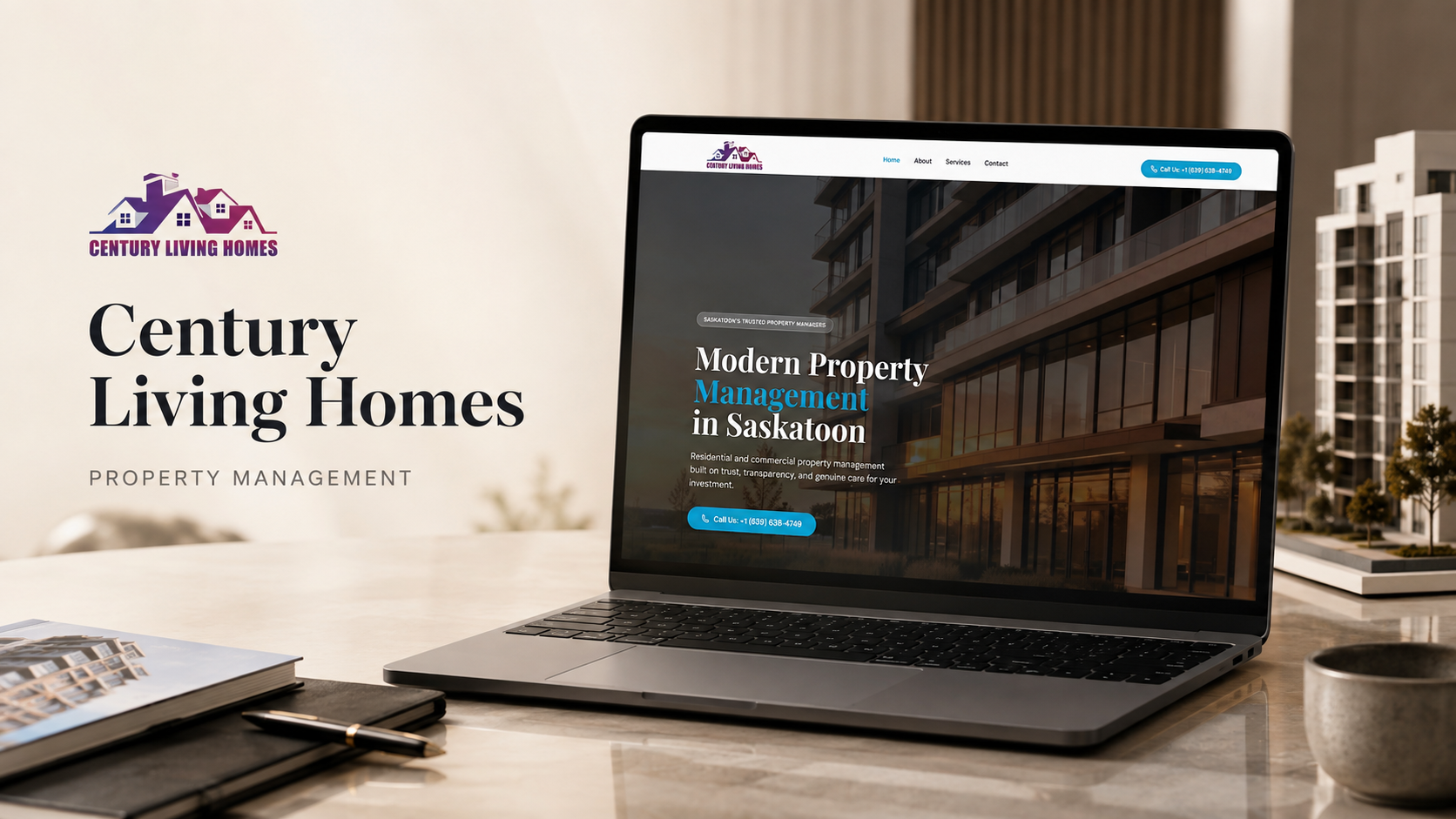 Century Living Homes property management website homepage