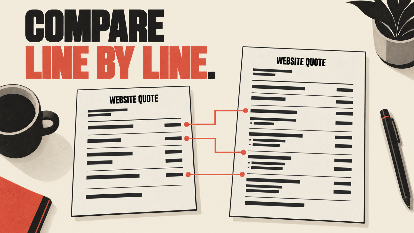 Two website quotes compared line by line