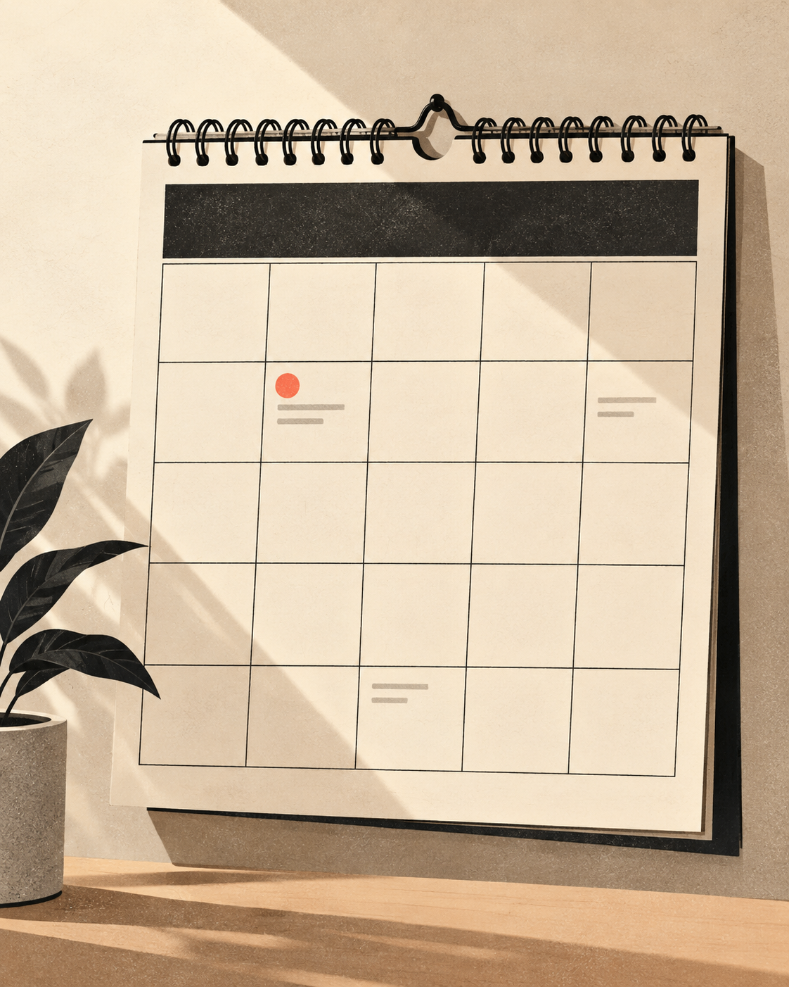 A mostly empty content calendar showing how a marketing plan can stall.
