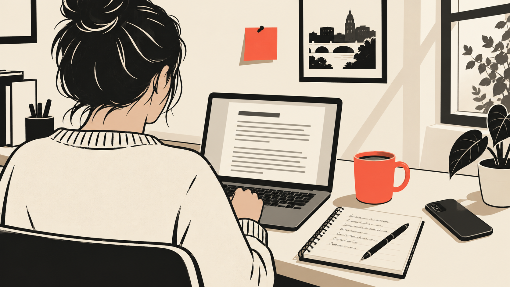 Saskatoon small business owner reviewing a content draft on a laptop