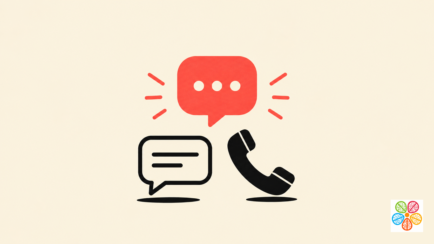 Chat bubbles and a phone with the Underdog Creative Solutions logo