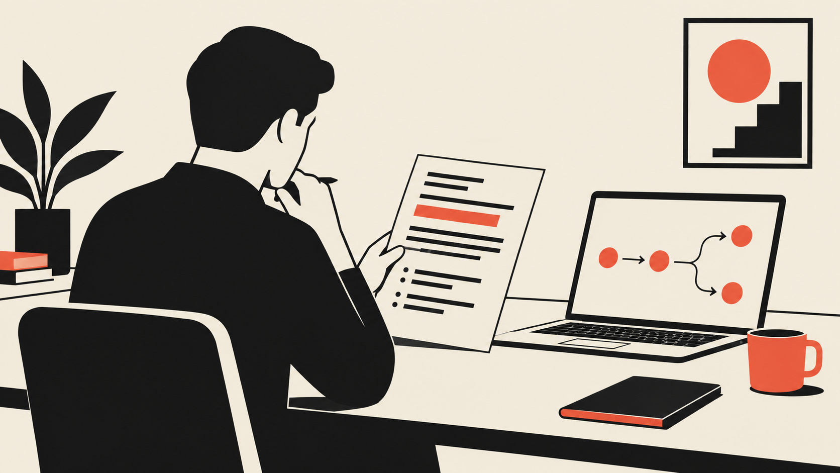 Small business owner reviewing an AI automation agency proposal at a desk
