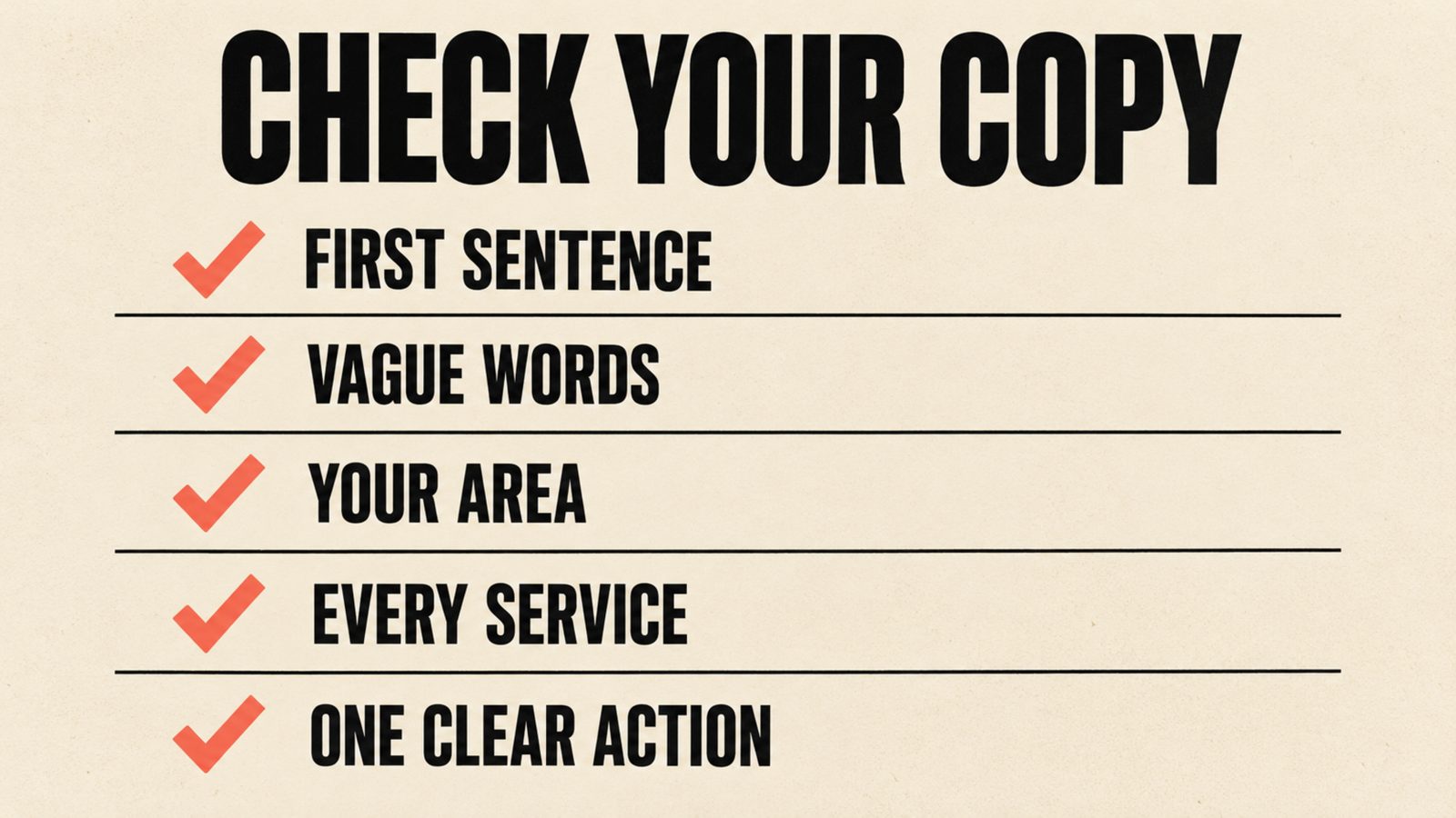 Checklist of what each small business web page should say