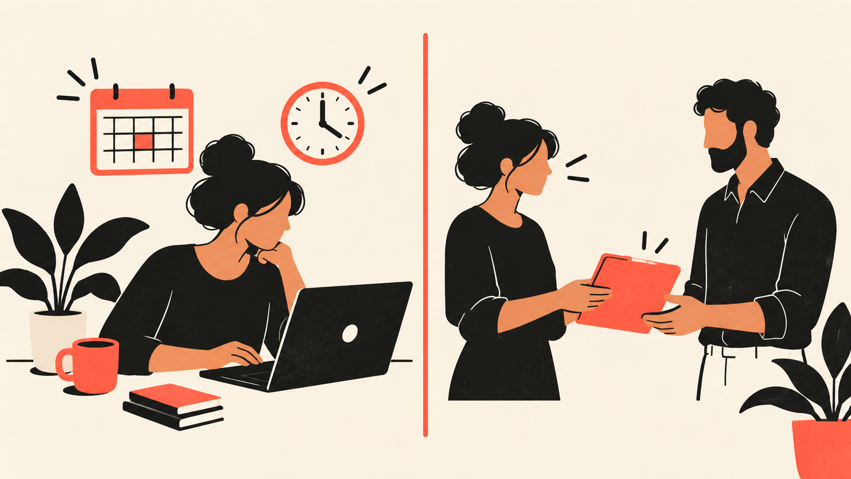 Small business owner doing social media alone versus handing the work to a provider