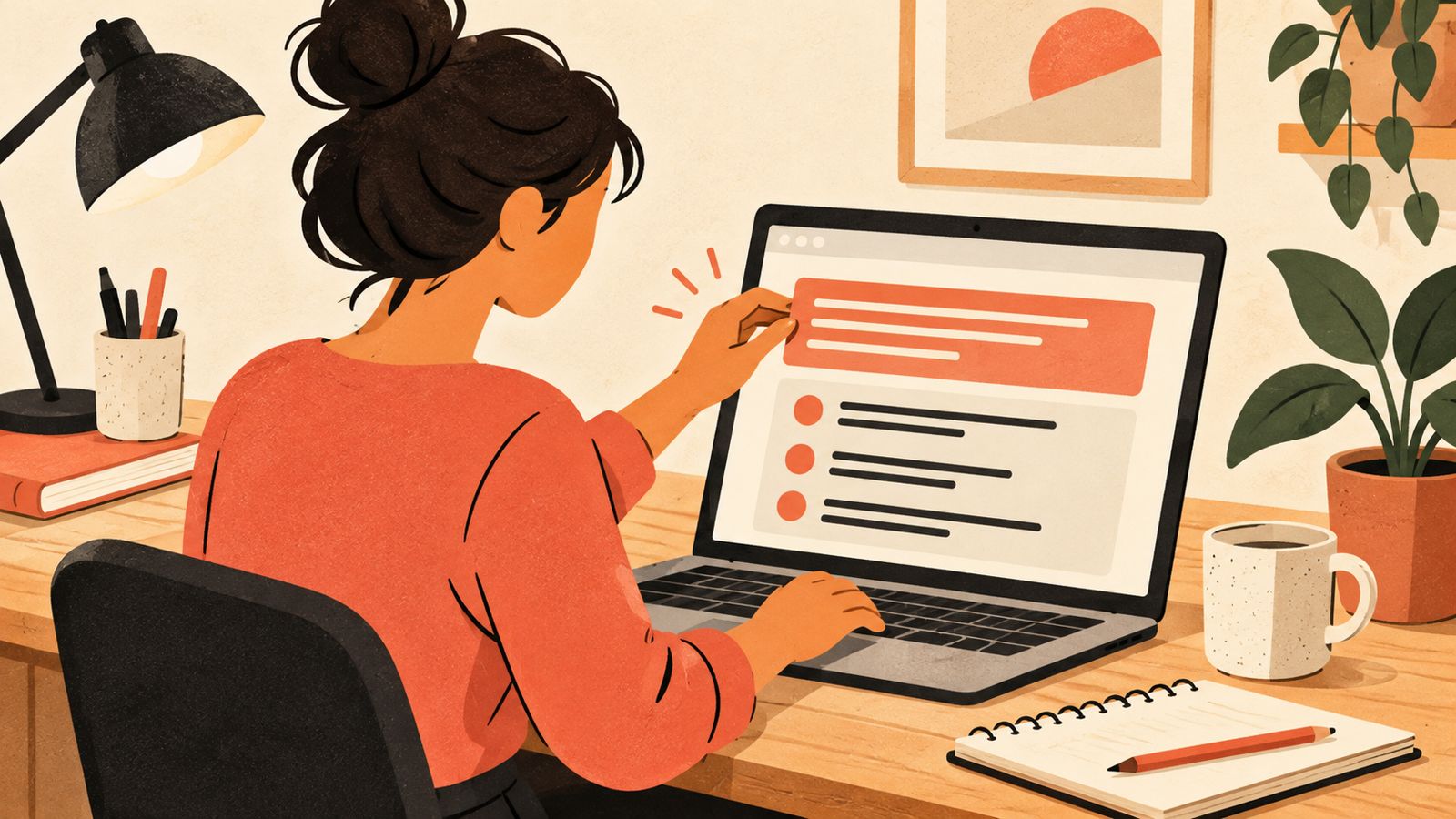 Illustration of a small business website feeding clear answers into an AI search assistant